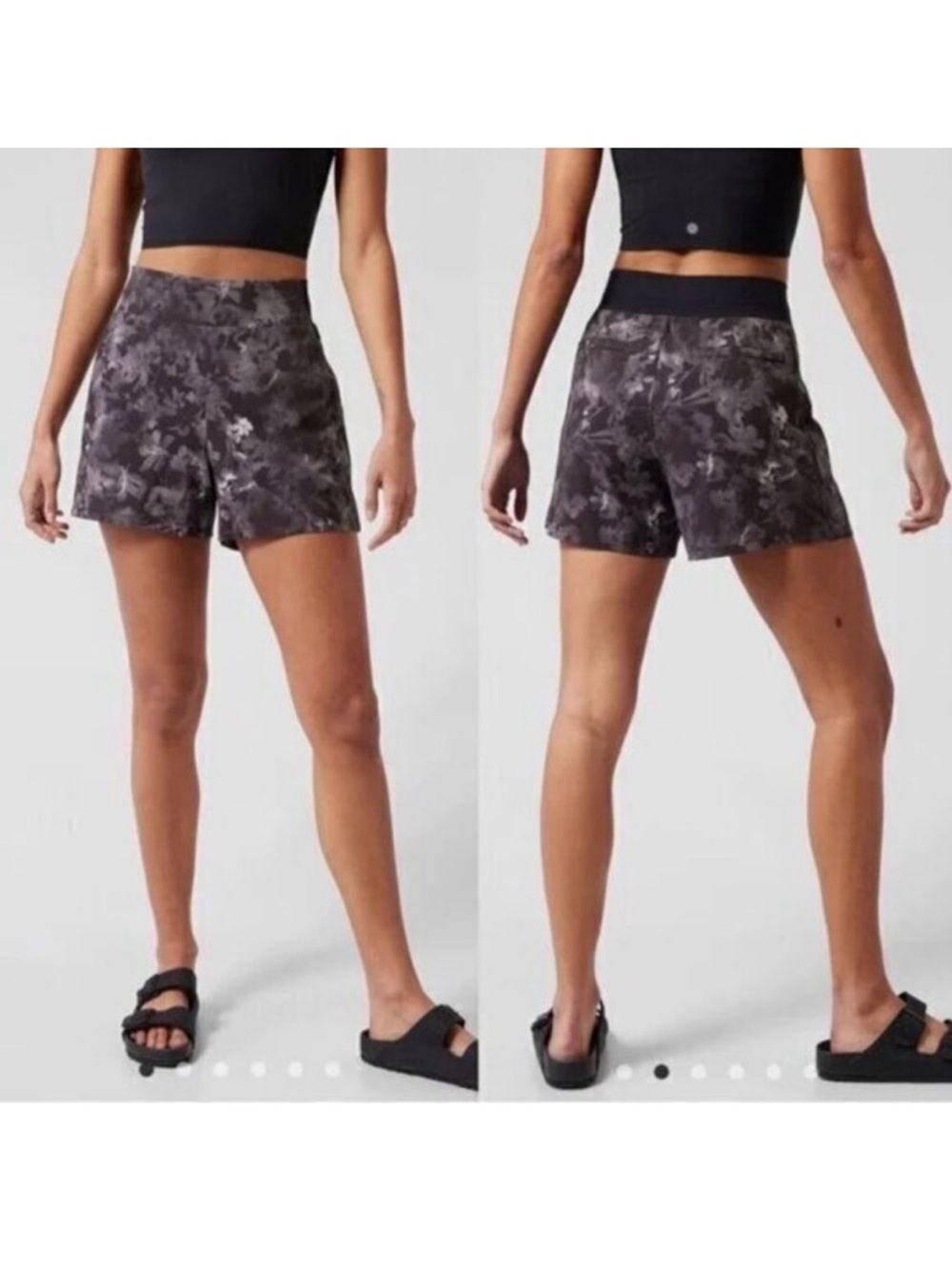 NWT Athleta Brooklyn Printed Shorts Lumen Grey Floral Sz 14